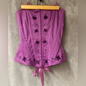 Charlotte Russe Plum Corset Top with Embroidery